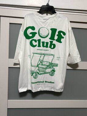 SUMWON Men's Boxy Fit T-Shirt With Golf Club Back Graphics And Branding Summer S